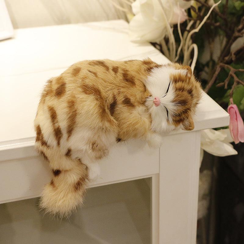 Sleeping Cat Plush Toy Set - Realistic Doll - optimized image