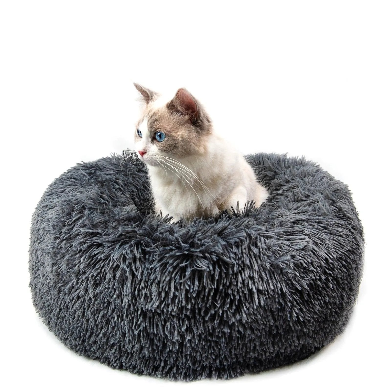Plush Donut Pet Bed for Small Dogs & Cats - optimized image