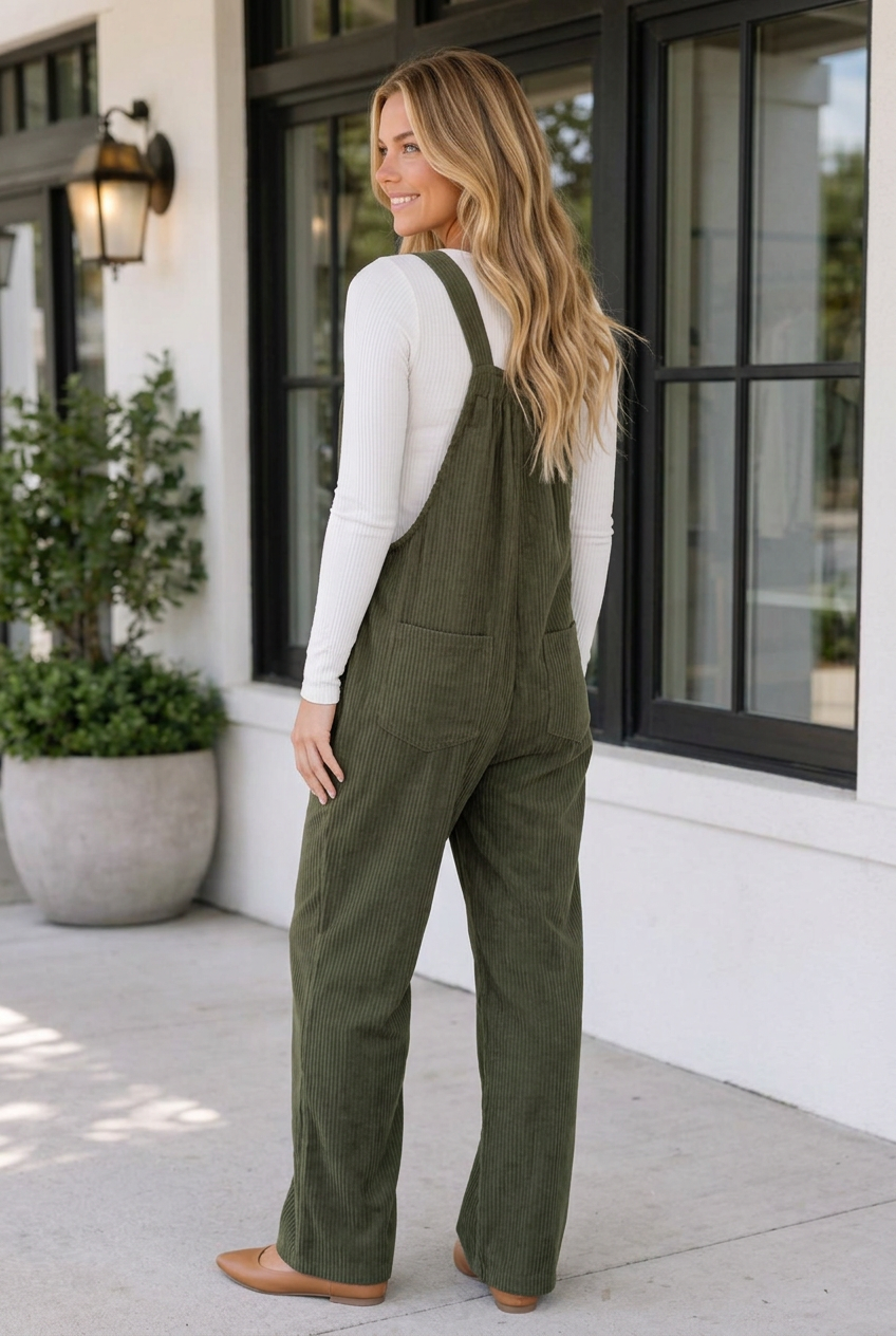 Iliana Solid Color Corduroy Jumpsuit