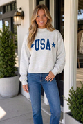 Regeena Mock Usa Slogan Pullover