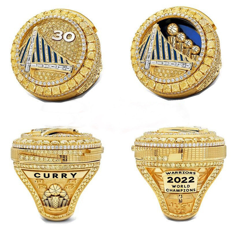 2022 Golden State Warriors Curry Championship Rotating Ring Men's Fashion Jewelry Gold Plated Alloy New Export Hot Selling
