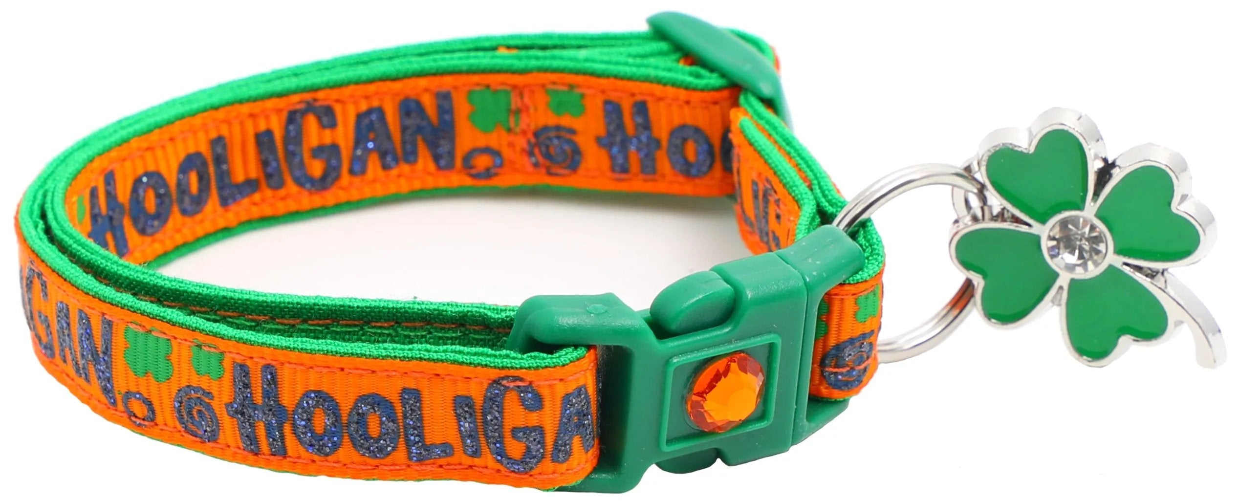 Bright green breakaway cat collar from Hooligan.