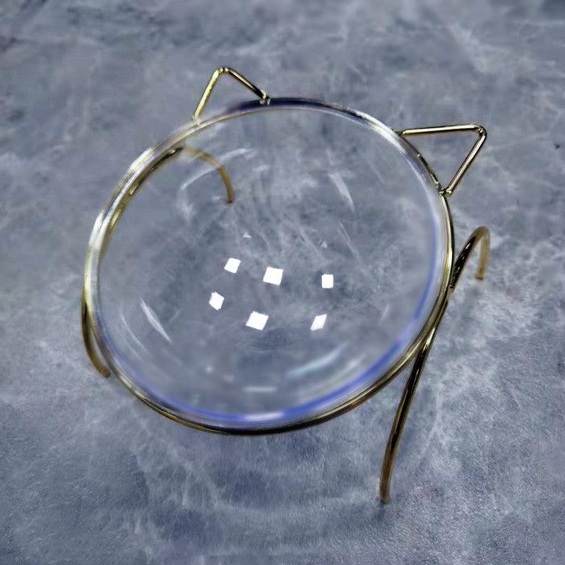 Sparkling Glass Cat Bowl With Elevated Rack - optimized image