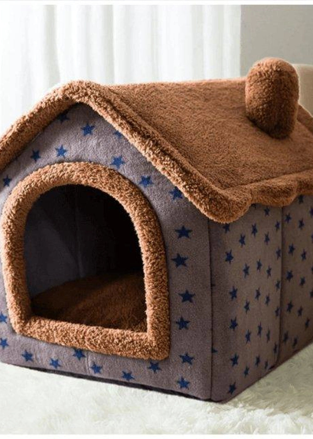 Comfortable foldable pet house, perfect for chilly winter nights.