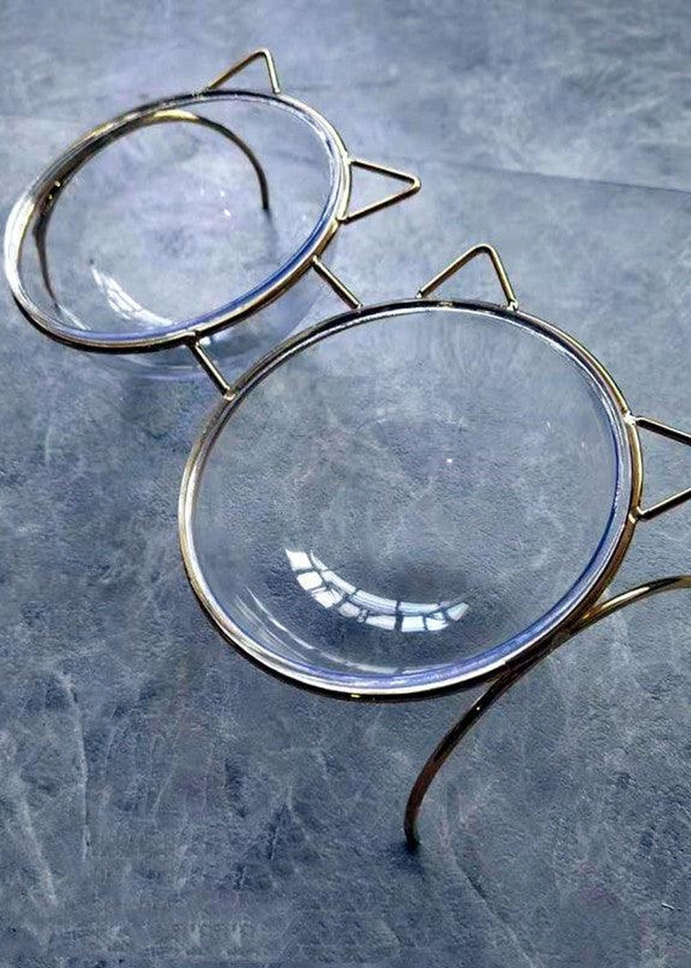 Sparkling Glass Cat Bowl With Elevated Rack - optimized image