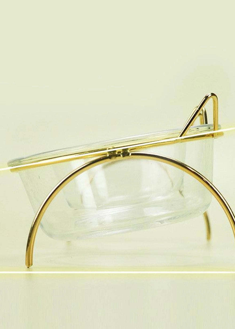 Sparkling Glass Cat Bowl With Elevated Rack - optimized image