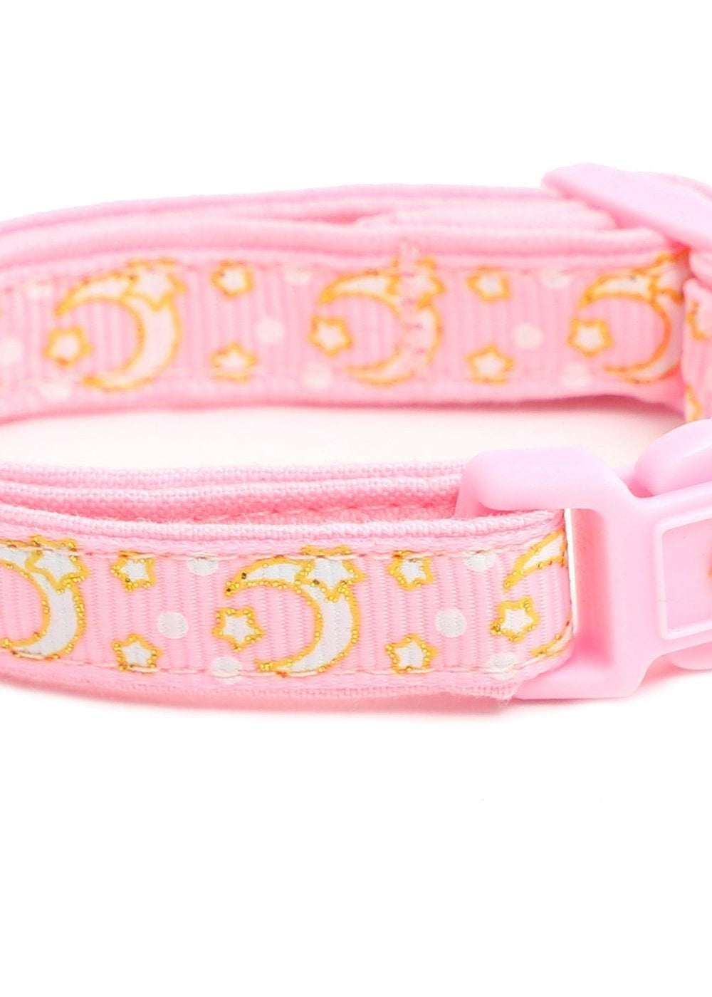 Powder Pink Cat Collar with Gold Moons & Stars - optimized image