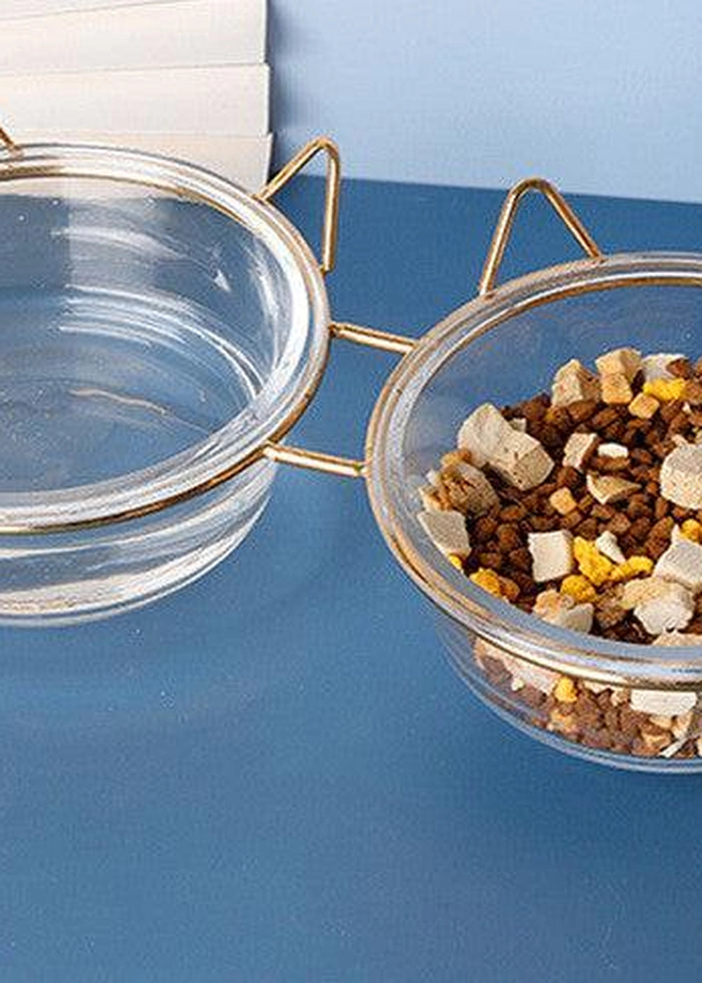 Sparkling Glass Cat Bowl With Elevated Rack - optimized image