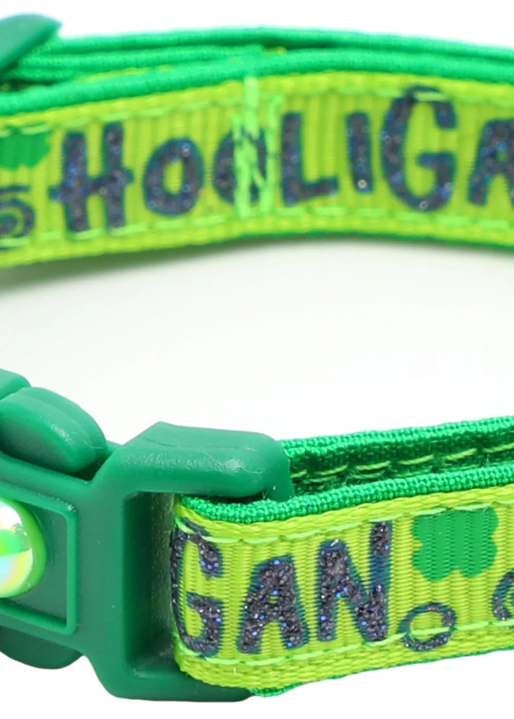 Brightly colored Hooligan Breakaway Cat Collar in green.